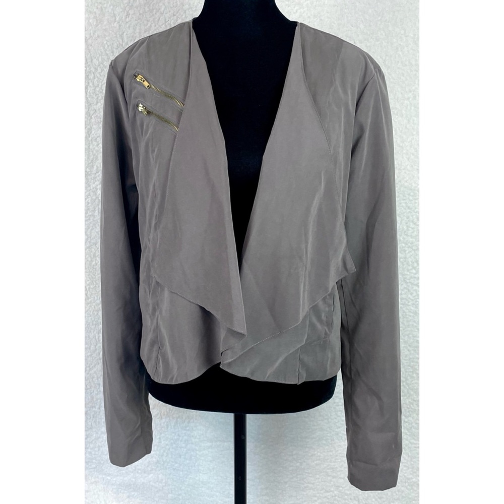 PINKMELO • Grey/Gold Drape Front Jacket, S - Picture 3 of 14